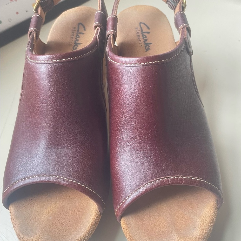 Clarks Brown Leather Sandals with Slingback Design